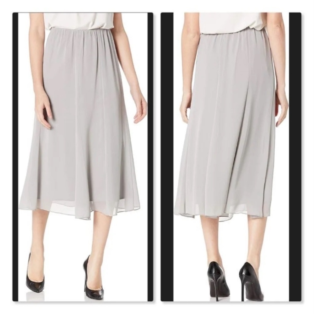 Alex Evenings Chiffon Lined Midi Skirt Dove Gray Size S - NWT